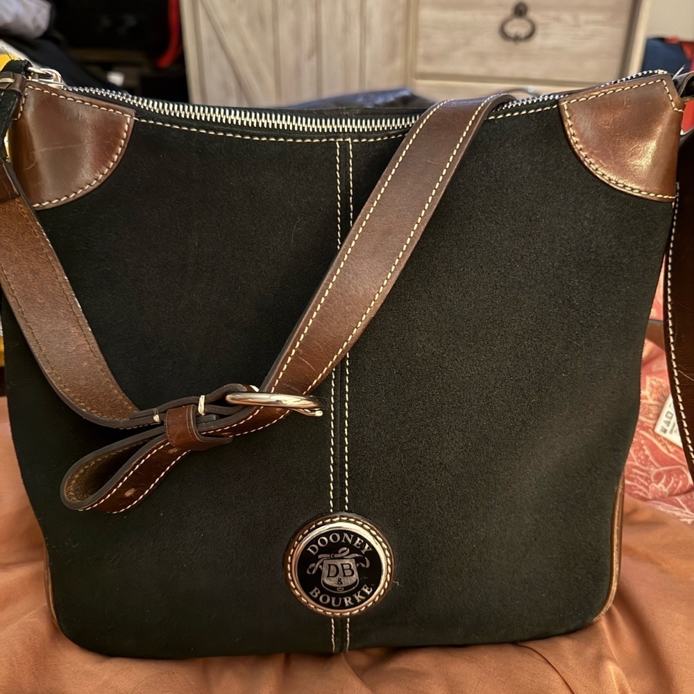 Dooney & Bourke Black and Brown Shoulder Bag